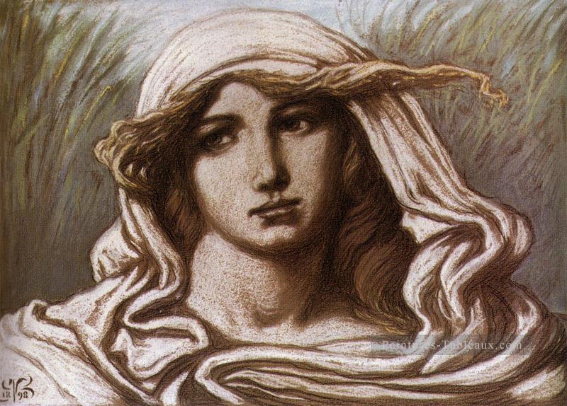 Tête d’une jeune femme 1900 symbolisme Elihu Vedder Peintures à l'huile